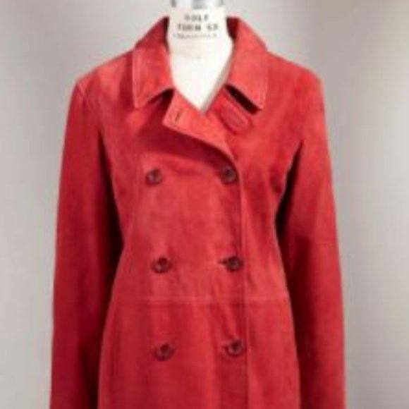 Sundance Jackets & Blazers - Sundance genuine leather peacoat, small, red